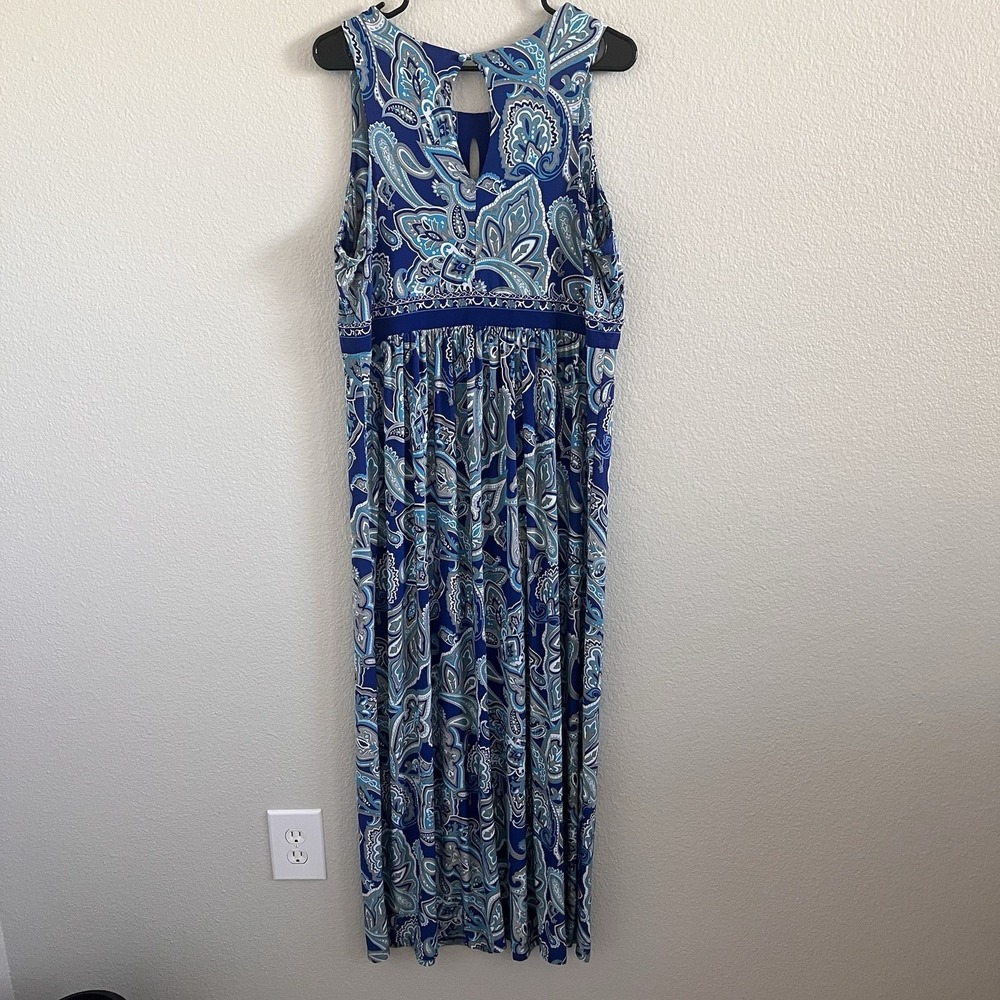 INC 2X Paisley Maxi Dress Boho Sleeveless Flowy Resort Vacation Stretch - Picture 6 of 7